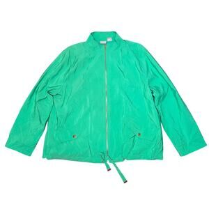 Chico's Zenergy Lightweight Windbreaker Jacket Womens 16 18 Green Travel Vacay
